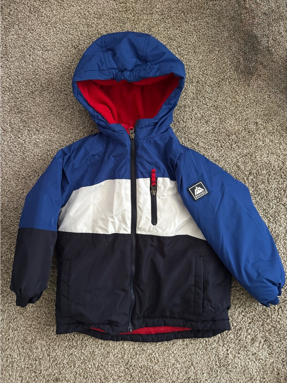 Snozu Blue, White & Navy Colorblock Hooded Puffer